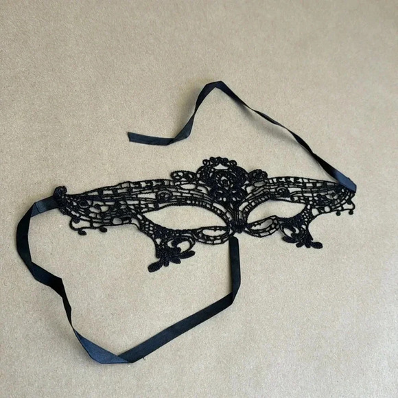 Black Lace Masquerade Ball Mask- “Black Tulip” - Picture 4 of 5